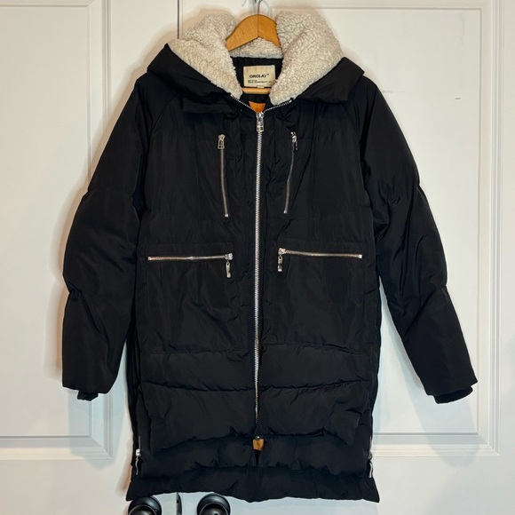 Orolay Black Quilted Down Puffer Hooded Side Zip Jacket S - Picture 1 of 10